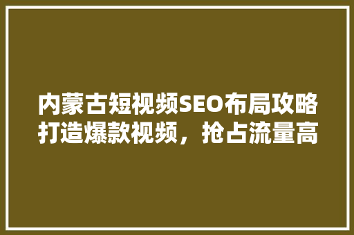 内蒙古短视频SEO布局攻略打造爆款视频，抢占流量高地