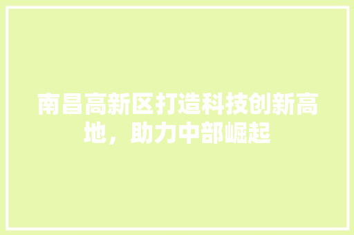 南昌高新区打造科技创新高地，助力中部崛起