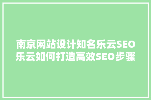 南京网站设计知名乐云SEO乐云如何打造高效SEO步骤