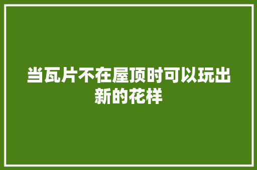 当瓦片不在屋顶时可以玩出新的花样