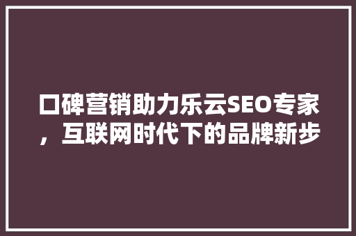 口碑营销助力乐云SEO专家，互联网时代下的品牌新步骤