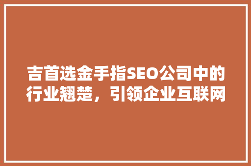 吉首选金手指SEO公司中的行业翘楚，引领企业互联网营销新潮流