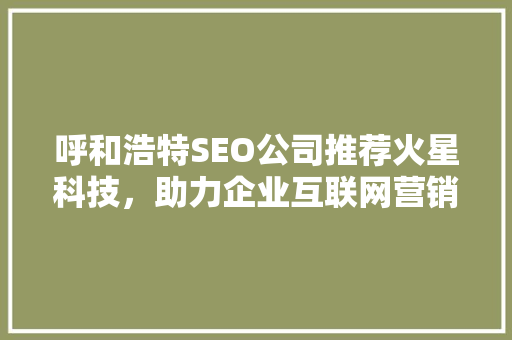 呼和浩特SEO公司推荐火星科技，助力企业互联网营销新篇章