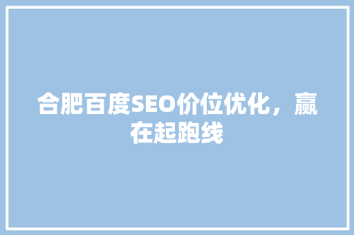 合肥百度SEO价位优化，赢在起跑线