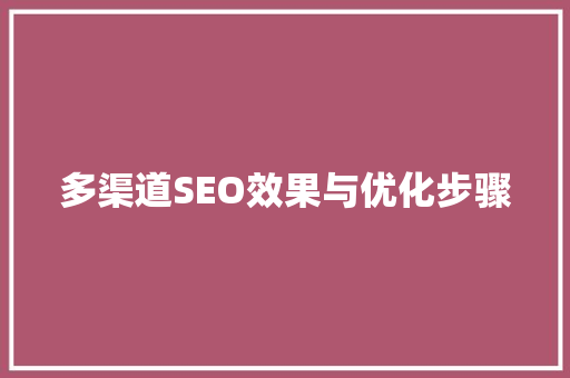 多渠道SEO效果与优化步骤