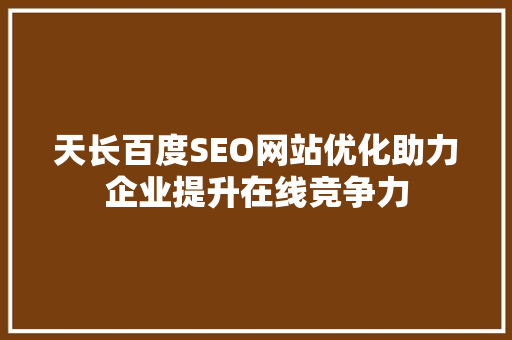 天长百度SEO网站优化助力企业提升在线竞争力