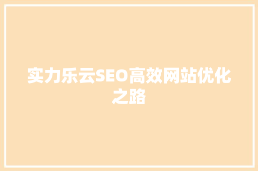 实力乐云SEO高效网站优化之路