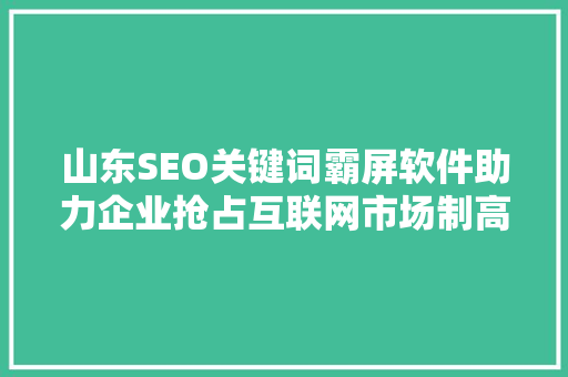 山东SEO关键词霸屏软件助力企业抢占互联网市场制高点
