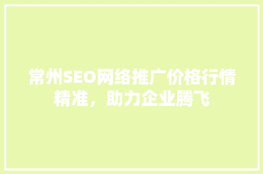 常州SEO网络推广价格行情精准，助力企业腾飞