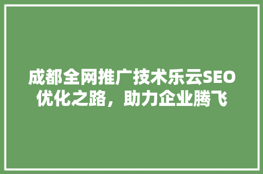 成都全网推广技术乐云SEO优化之路，助力企业腾飞