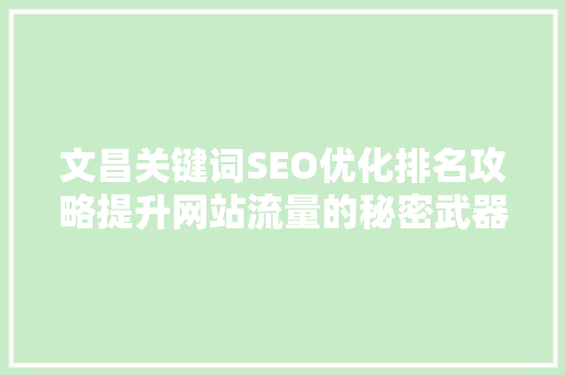 文昌关键词SEO优化排名攻略提升网站流量的秘密武器