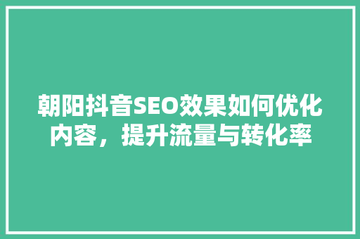 朝阳抖音SEO效果如何优化内容，提升流量与转化率