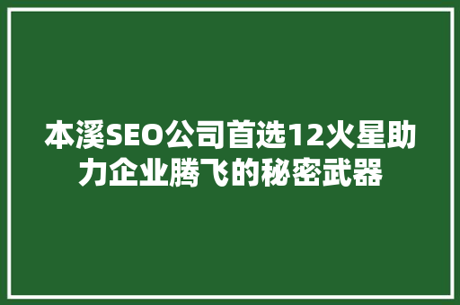 本溪SEO公司首选12火星助力企业腾飞的秘密武器