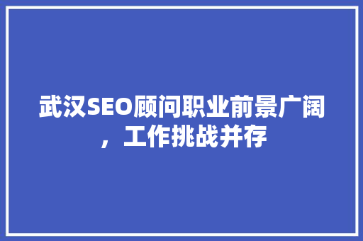 武汉SEO顾问职业前景广阔，工作挑战并存
