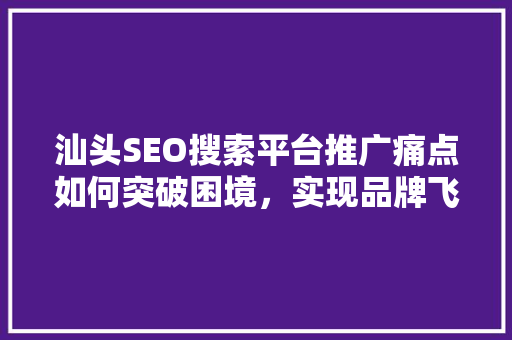 汕头SEO搜索平台推广痛点如何突破困境，实现品牌飞跃