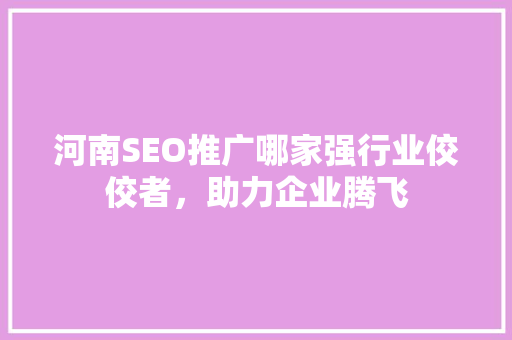 河南SEO推广哪家强行业佼佼者，助力企业腾飞