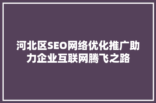 河北区SEO网络优化推广助力企业互联网腾飞之路