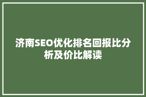 济南SEO优化排名回报比分析及价比解读