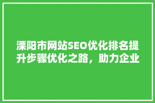 溧阳市网站SEO优化排名提升步骤优化之路，助力企业腾飞