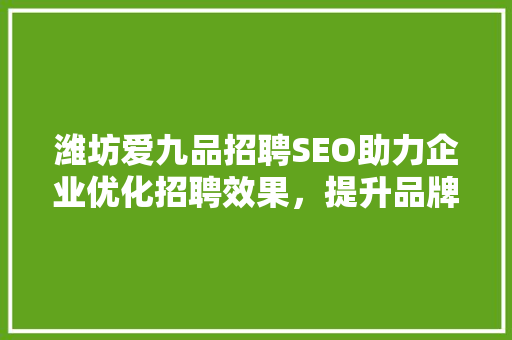 潍坊爱九品招聘SEO助力企业优化招聘效果，提升品牌影响力