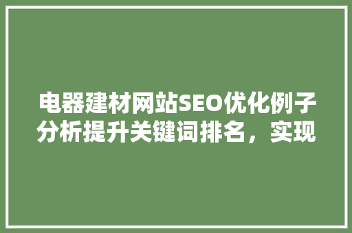 电器建材网站SEO优化例子分析提升关键词排名，实现精准流量转化