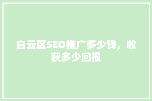 白云区SEO推广多少钱，收获多少回报