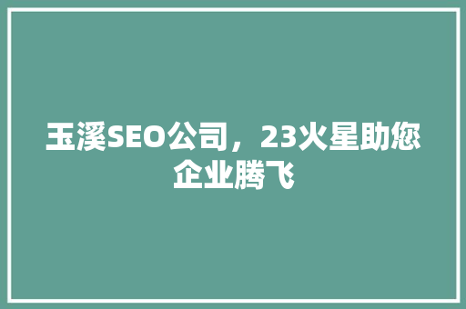 玉溪SEO公司，23火星助您企业腾飞