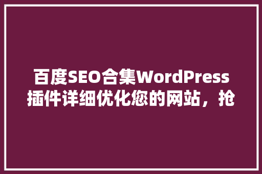 百度SEO合集WordPress插件详细优化您的网站，抢占搜索高地