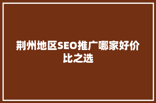 荆州地区SEO推广哪家好价比之选