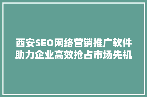 西安SEO网络营销推广软件助力企业高效抢占市场先机