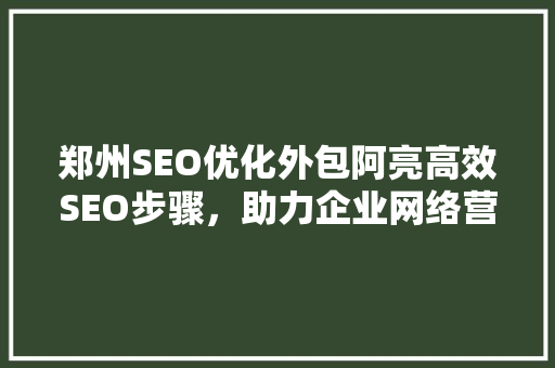 郑州SEO优化外包阿亮高效SEO步骤，助力企业网络营销腾飞