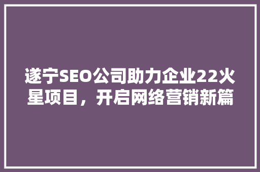 遂宁SEO公司助力企业22火星项目，开启网络营销新篇章