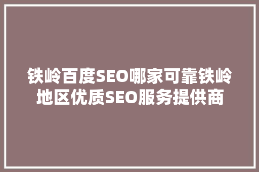 铁岭百度SEO哪家可靠铁岭地区优质SEO服务提供商