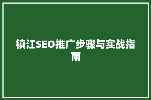 镇江SEO推广步骤与实战指南