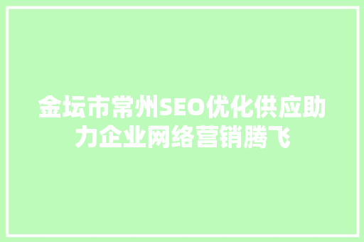 金坛市常州SEO优化供应助力企业网络营销腾飞