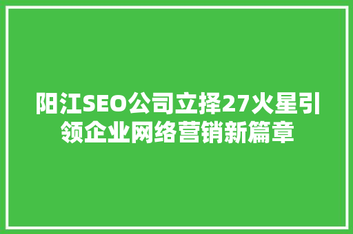 阳江SEO公司立择27火星引领企业网络营销新篇章
