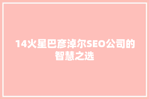 14火星巴彦淖尔SEO公司的智慧之选