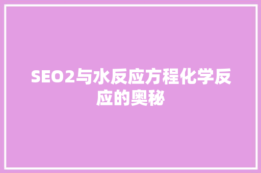 SEO2与水反应方程化学反应的奥秘