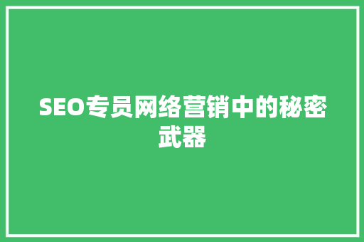 SEO专员网络营销中的秘密武器