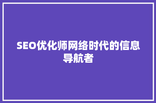 SEO优化师网络时代的信息导航者