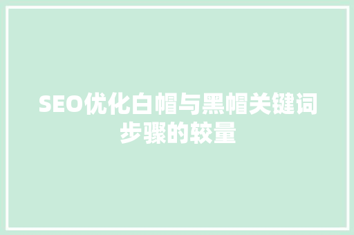 SEO优化白帽与黑帽关键词步骤的较量
