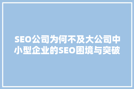 SEO公司为何不及大公司中小型企业的SEO困境与突破之路