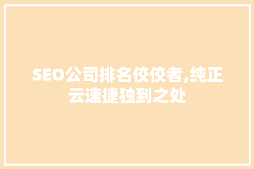 SEO公司排名佼佼者,纯正云速捷独到之处