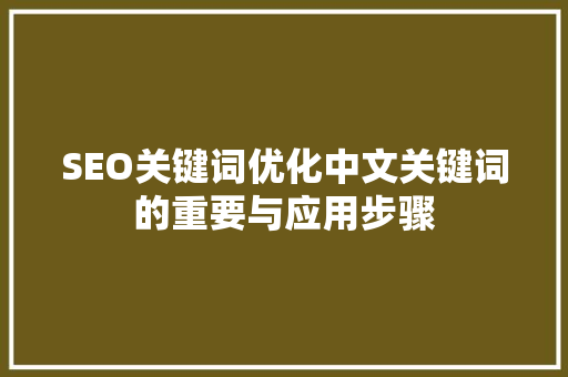 SEO关键词优化中文关键词的重要与应用步骤