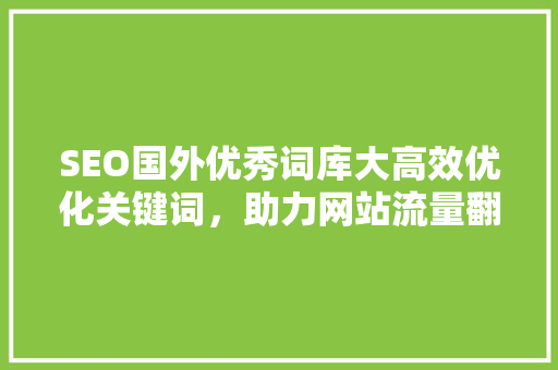 SEO国外优秀词库大高效优化关键词，助力网站流量翻倍