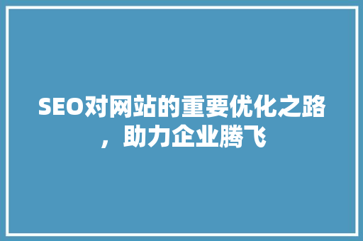 SEO对网站的重要优化之路，助力企业腾飞