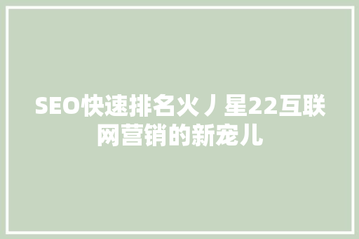 SEO快速排名火丿星22互联网营销的新宠儿