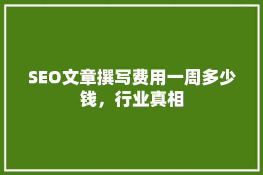 SEO文章撰写费用一周多少钱，行业真相