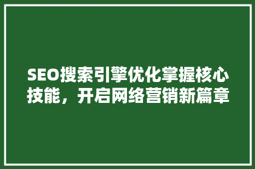 SEO搜索引擎优化掌握核心技能，开启网络营销新篇章