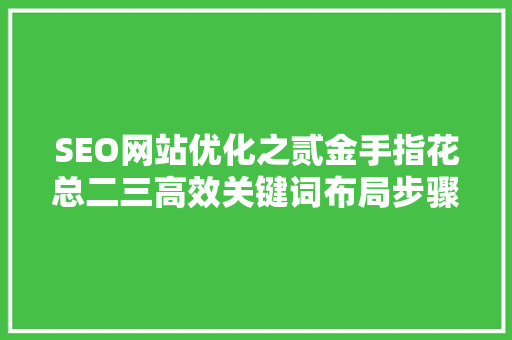 SEO网站优化之贰金手指花总二三高效关键词布局步骤